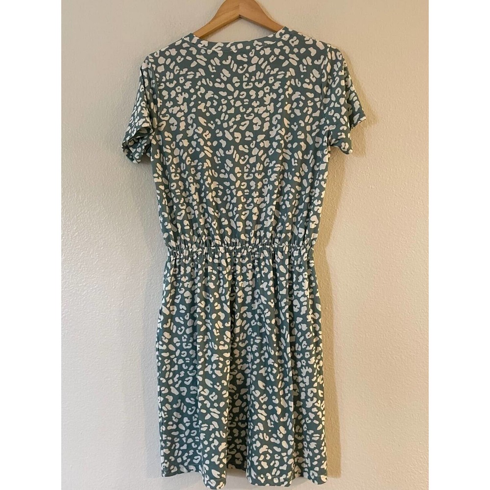 Tickled Teal Roxanne Dress Medium Cheetah Leopard Elastic Waist Short‎ Sleeve - Picture 5 of 12